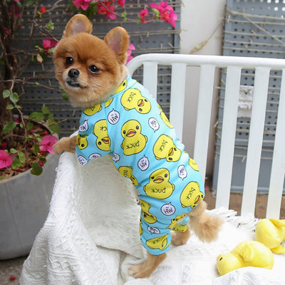 Pet Dog Cat Four-legged Clothes Supplie Duck Cartoon Pajamas Bottoming Out